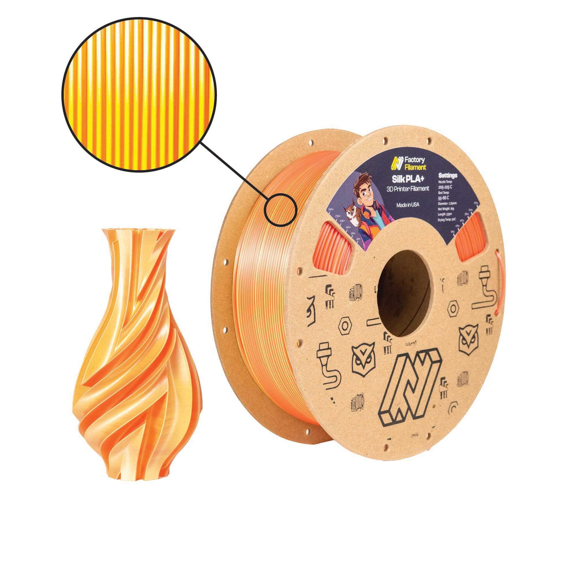 Dual Color Silk PLA+ – Factory Filament